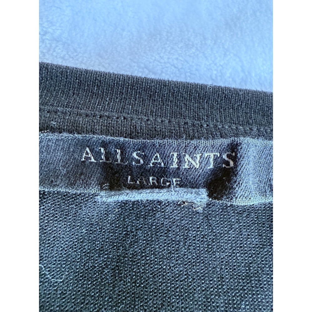 AllSaints Wilma Darc LS Tee L Black Long Sleeve Twist Front Oversized Minimalist - Picture 9 of 14